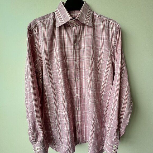 Tom Ford Red and White Checkered Dress Shirt - Picture 2 of 8